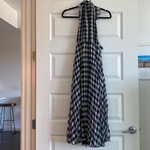 NWT ASOS Black and White Gingham Print Midi Halter Dress